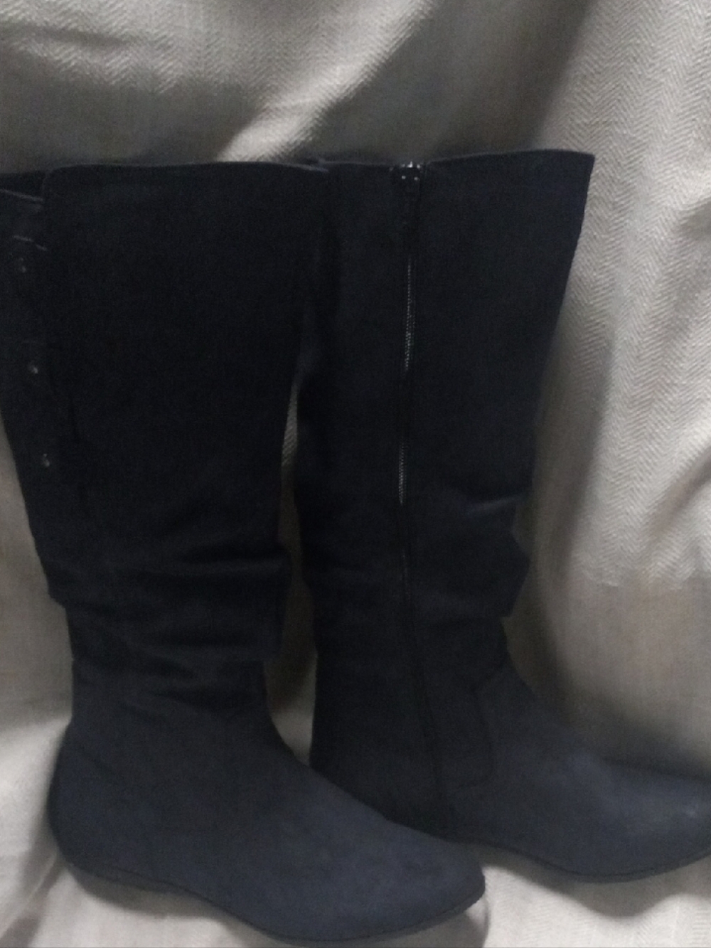 Women’s Blue Over-the-Knee Suede Boots with Side Zip